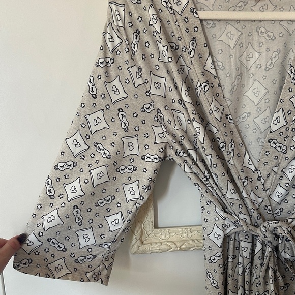 JO.SH | Patterned Gray Women's Robe and Nightgown Set - Picture 4 of 16